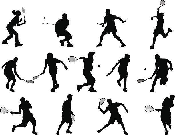 illustrazioni stock, clip art, cartoni animati e icone di tendenza di sport di racchetta - badminton sport