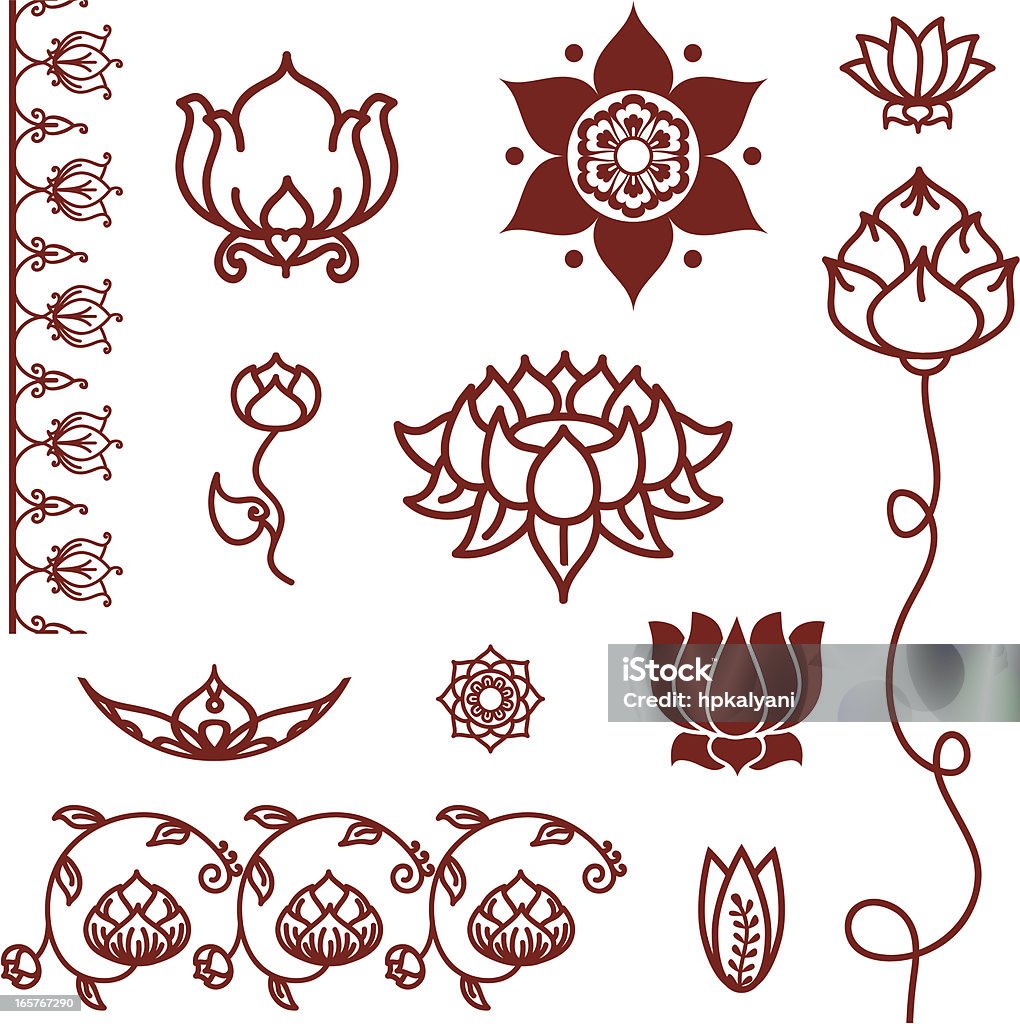 Mehndi Lotus Collection - clipart vectoriel de Lotus - Nénuphar libre de droits