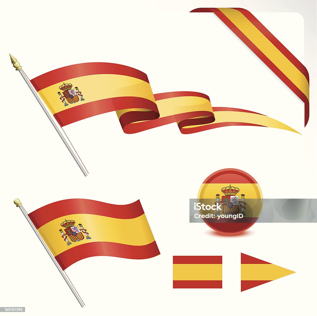 Conjunto de bandeira espanhola - Royalty-free Bandeira da Espanha arte vetorial