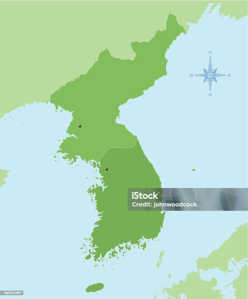 Corena Map Ilustración de Mapa De Corea y más Vectores Libres de Derechos de Asia ...