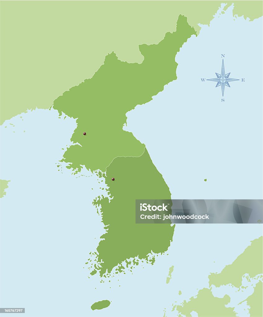 Корея карта - Векторная графика Азия роялти-фри