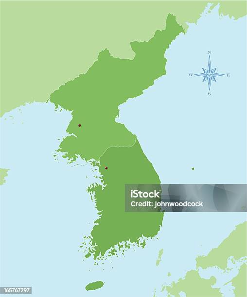 Korea Map Stock Illustration - Download Image Now - Asia, Illustration, Korea