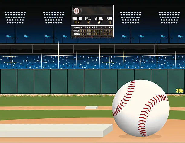 Vector illustration of Baseball Field and Scoreboard