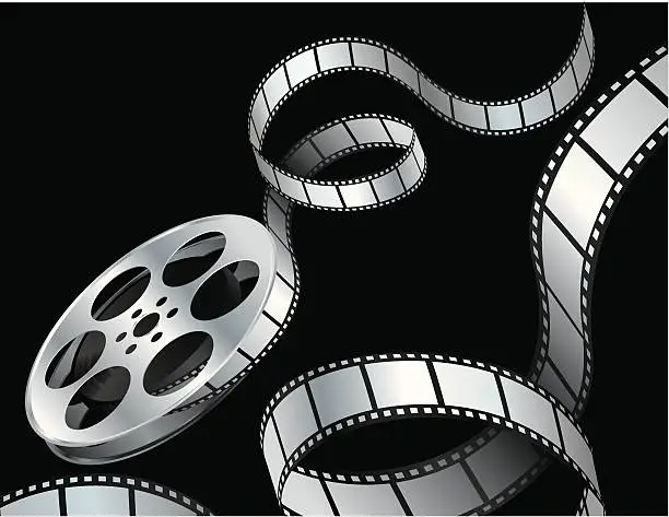 Vector illustration of Film Reel on Black