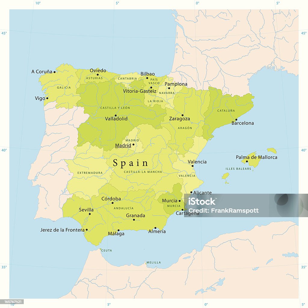 Espanha vetor mapa - Vetor de Mapa royalty-free