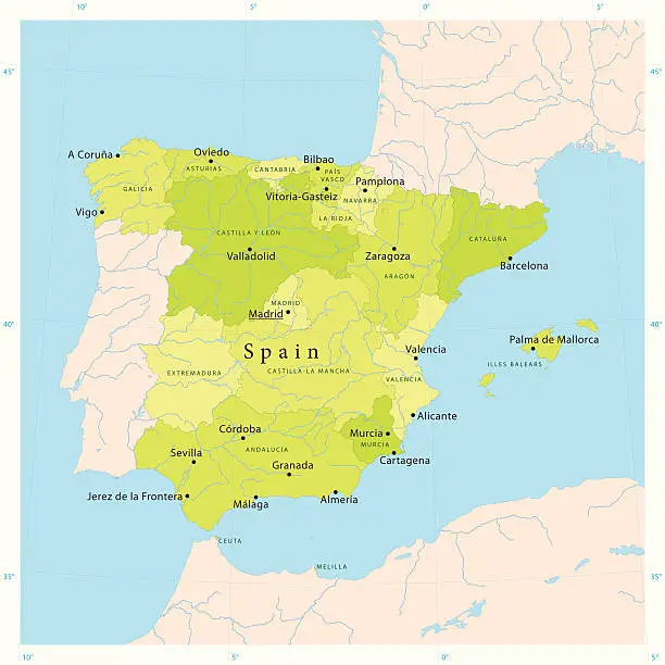 Vector illustration of Spain Vector Map