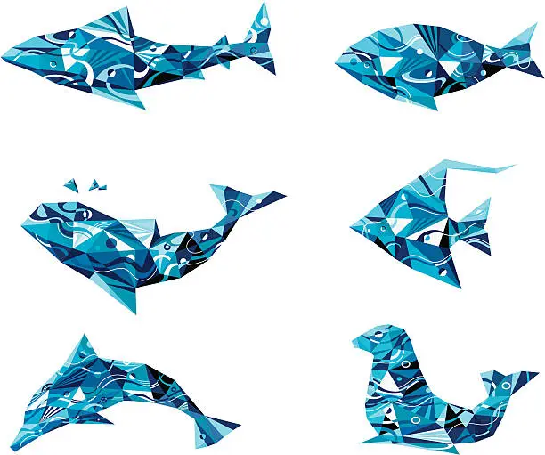 Vector illustration of ocean creatures