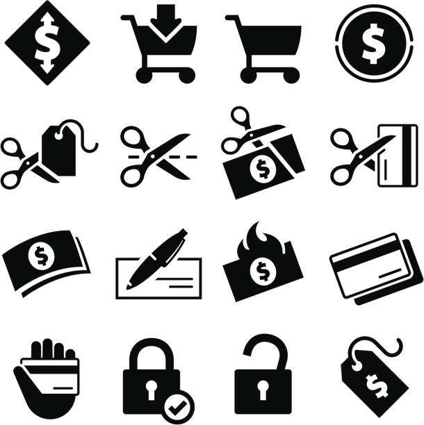 serii ikon-czarny wydatków - marnować pieniądze obrazy stock illustrations