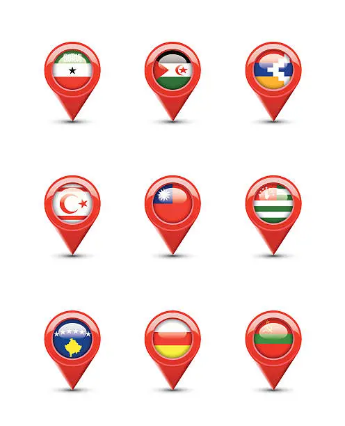 Vector illustration of Navigation Flags: Unrecognized/Partially Recognized States