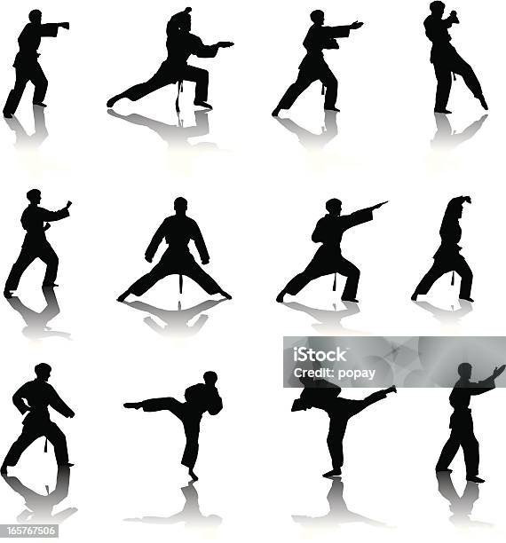 Karate Silhouette Stock Illustration - Download Image Now - Judo, Kung Fu, Martial Arts