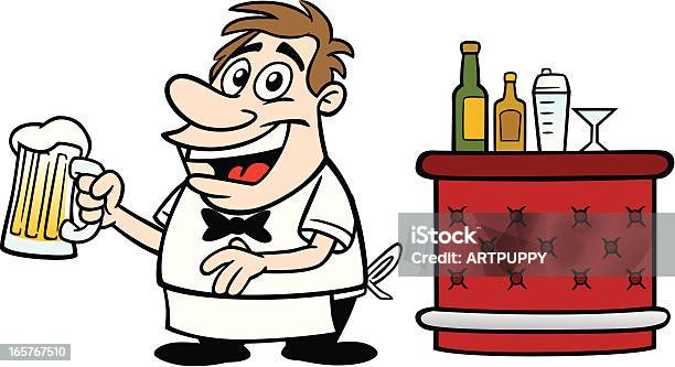 Cartoon Bartender Stock Illustration - Download Image Now - Adult, Alcohol - Drink, Bar - Drink Establishment