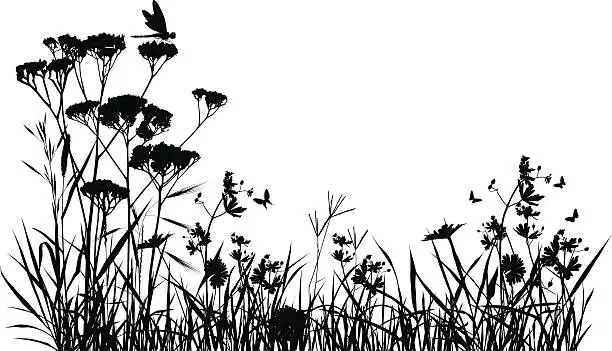 Vector illustration of Meadow Silhouette