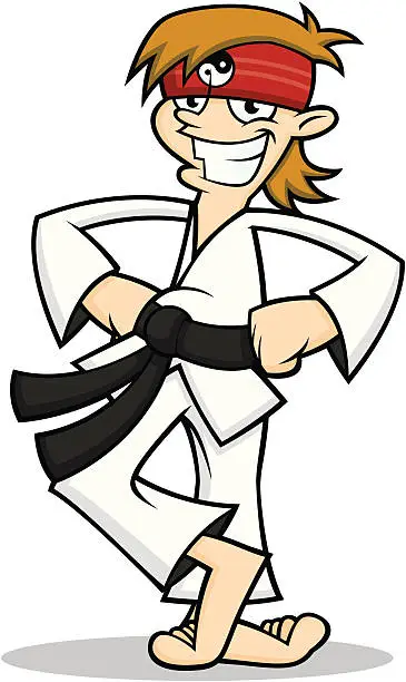 Vector illustration of Karate Kid Smile Pose