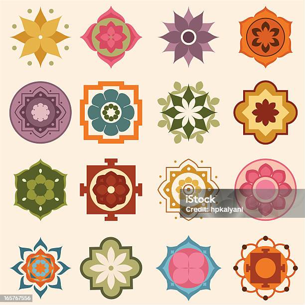 Ilustración de Mini Mandalas y más Vectores Libres de Derechos de Cultura hindú - Cultura hindú, Patrones visuales, Mandala