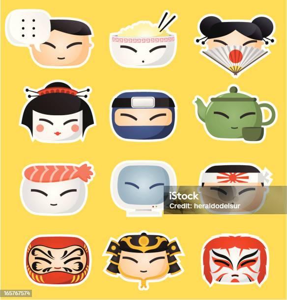 Japanische Symbol Gesichter Stock Vektor Art und mehr Bilder von Japanischer Abstammung - Japanischer Abstammung, Japanische Kultur, Comic - Kunstwerk