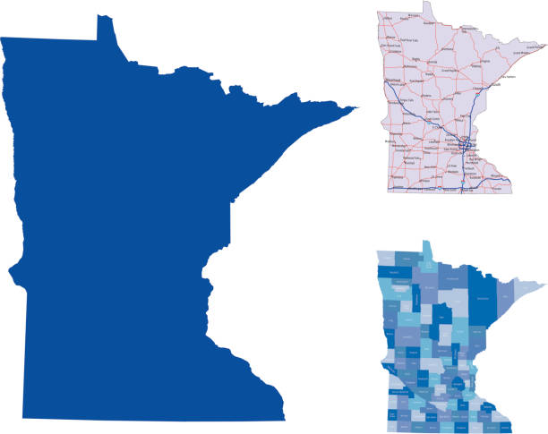 Minnesota illustration of Minnesota state map with road map for your design and products. minnesota stock illustrations