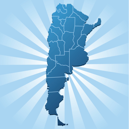 A map of Argentina with divisions on a background made of blue rays. Hires JPEG and EPS file included!