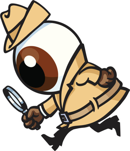 illustrazioni stock, clip art, cartoni animati e icone di tendenza di occhio spia dectective - lente bulbo oculare