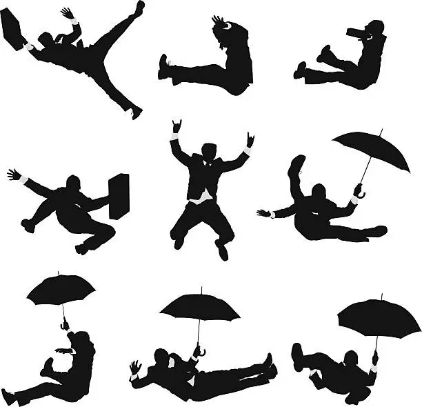 Vector illustration of Businessmen falling through the air
