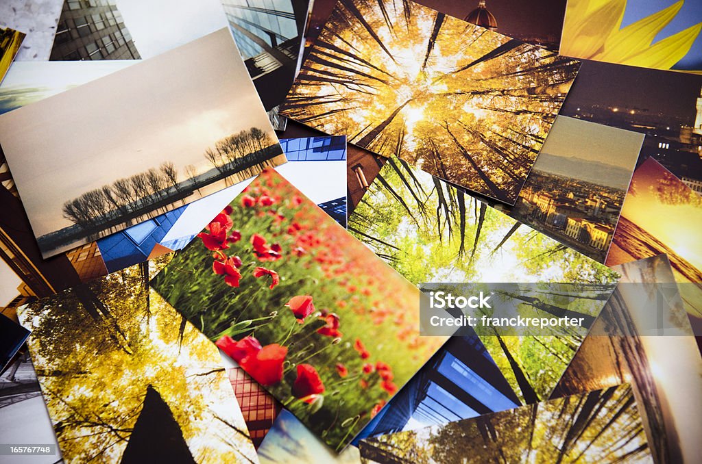 Stack of printed colorful images http://blogtoscano.altervista.org/sol.jpg Photograph Stock Photo