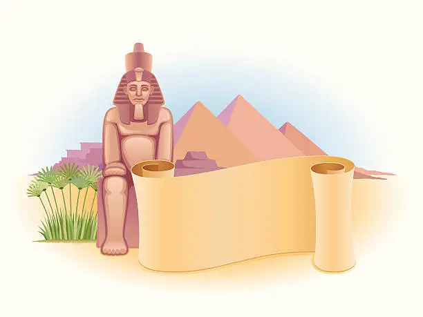 Vector illustration of Egypt with scroll