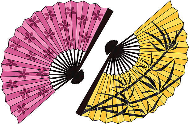 Dwa wentylatory Japonii – artystyczna grafika wektorowa