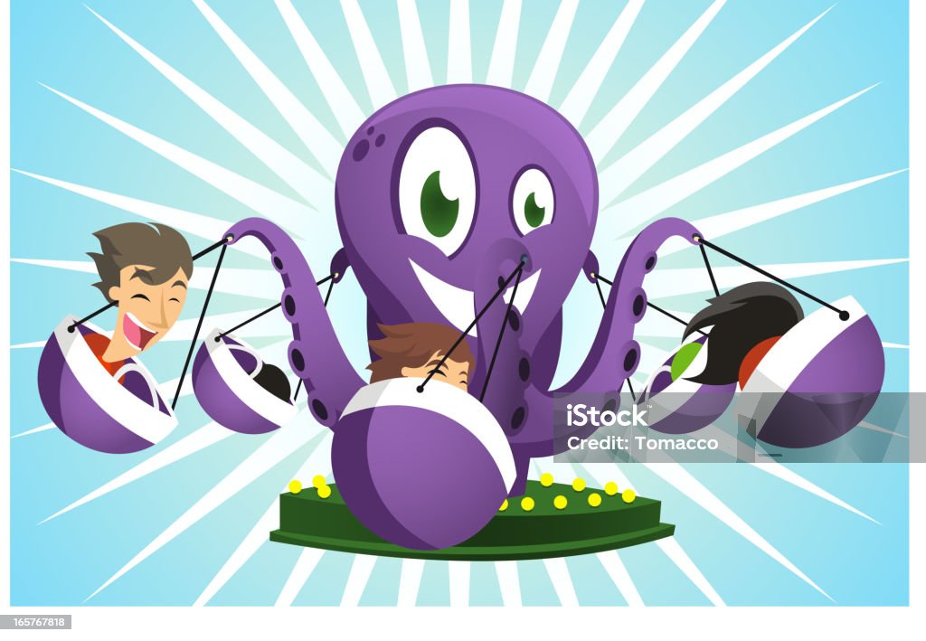 Park rozrywki Octopus Gra Super zabawa Zjeżdżalnia - Grafika wektorowa royalty-free (Ośmiornica)