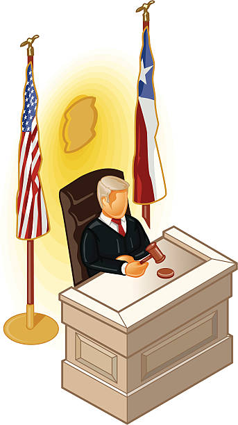 isometric sędzia i bench - judge gavel law justice stock illustrations