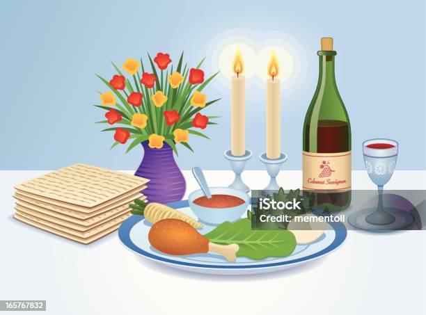 A Tabela De Seder - Arte vetorial de stock e mais imagens de Pesach - Pesach, Seder, Mesa - Mobília