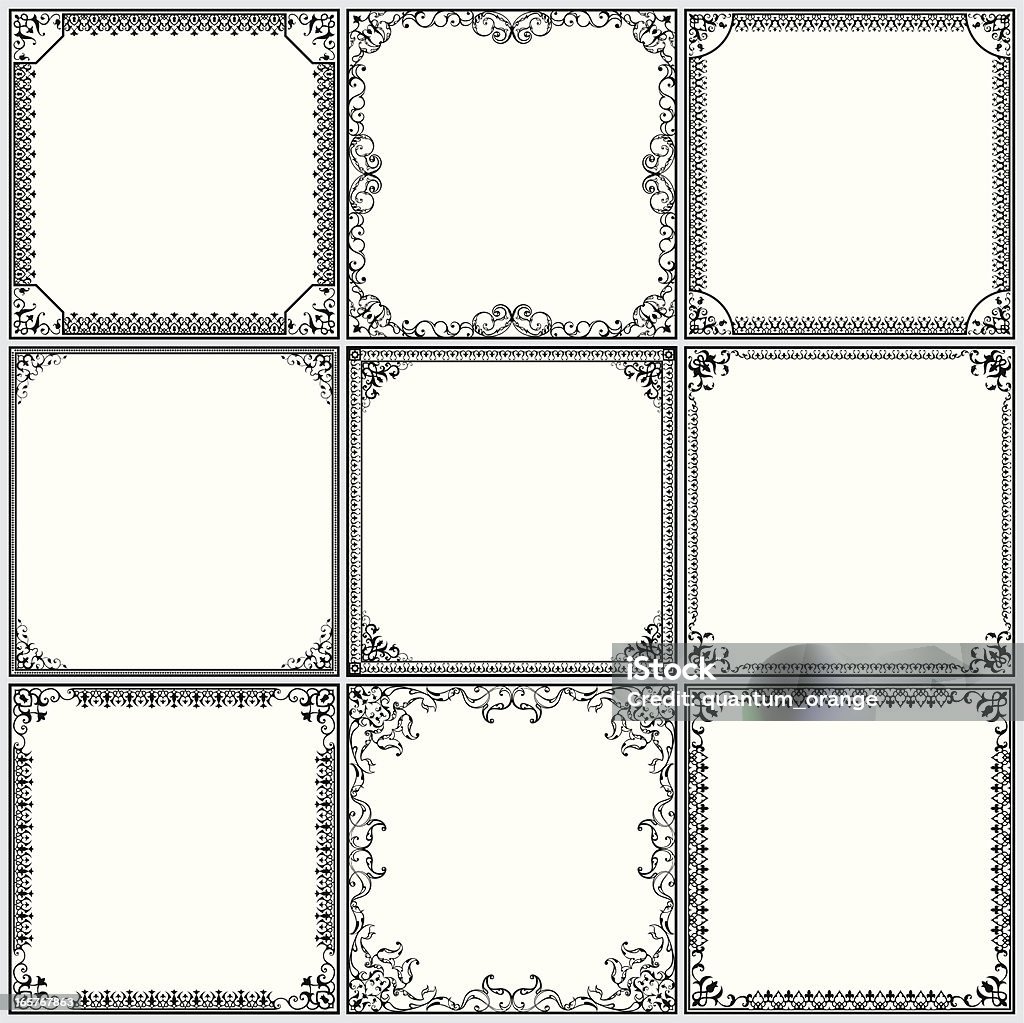 Conjunto de quadros ornamentado - Vetor de Branco royalty-free