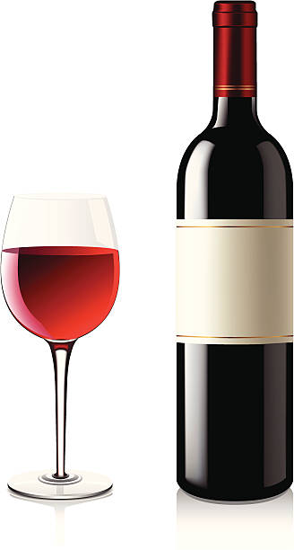 레드 와인 - wineglass wine glass red wine stock illustrations