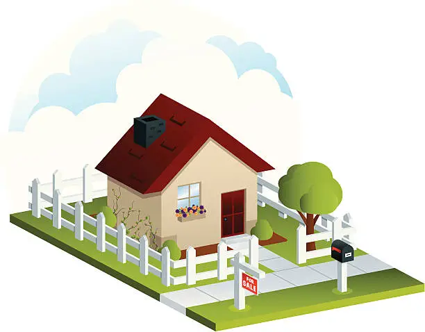 Vector illustration of Isometric House for Sale