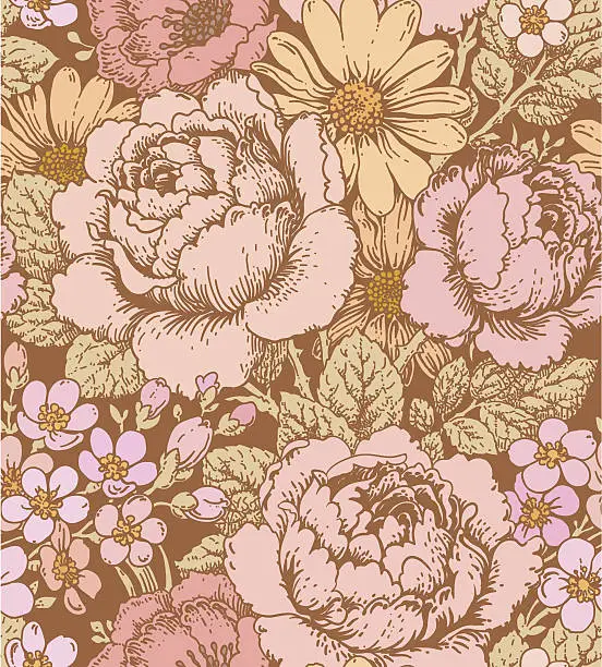 Vector illustration of Roses Seamless Pattern.