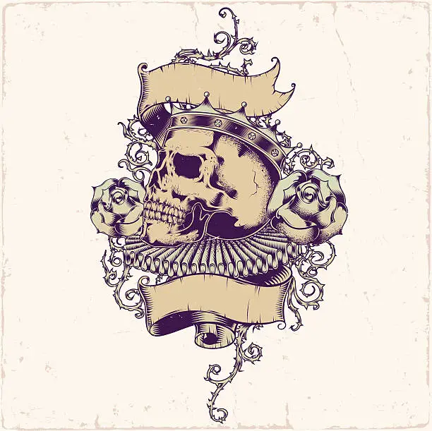 Vector illustration of Skull tattoo design