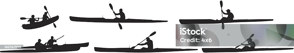 Kayaking silhouette images - arte vettoriale royalty-free di Kayak