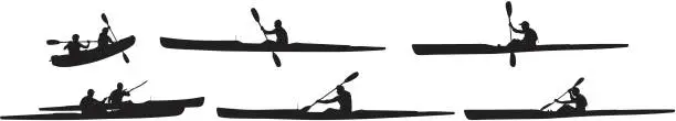 Vector illustration of Kayaking silhouette images