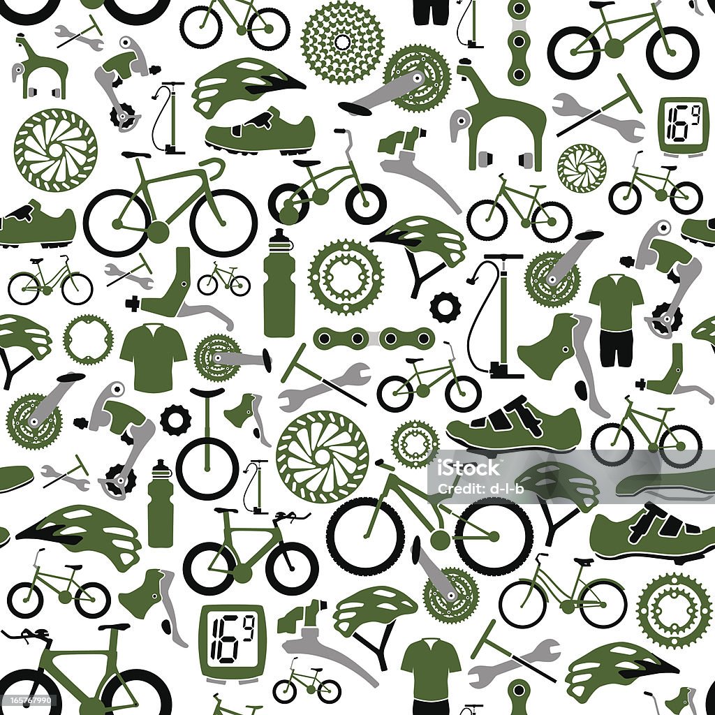 Seamless Bikes and Bike Parts Pattern Vector illustration of tillable seamless bikes and bike parts pattern. Global colors allow changing the colors easily. Bicycle stock vector