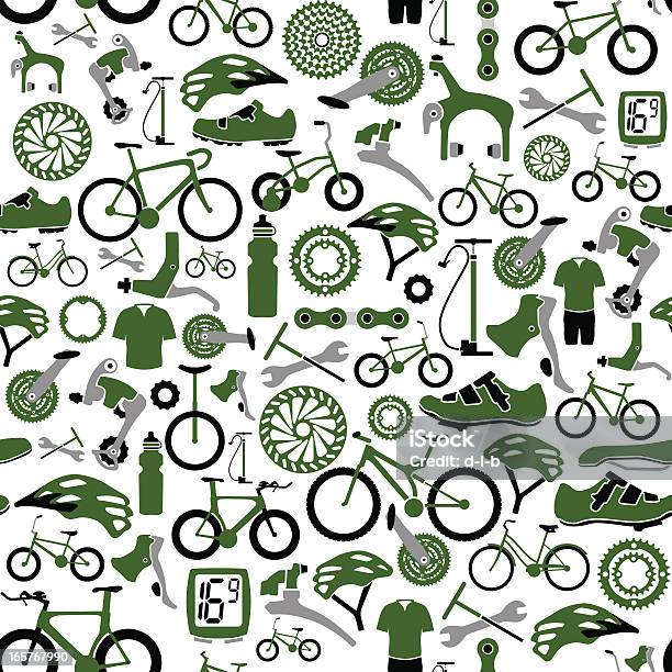 Seamless Bikes And Bike Parts Pattern Stock Illustration - Download Image Now - Bicycle, Mountain Bike, Backgrounds