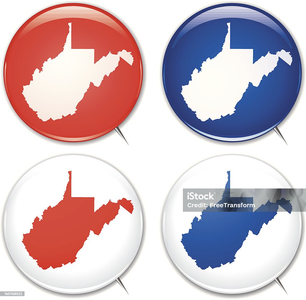 Campaign Buttons - West Virginia Red and blue badges for Republicans and Democrats of West Virginia. Vector file aa will scale to any size without loss of quality Badge stock vector