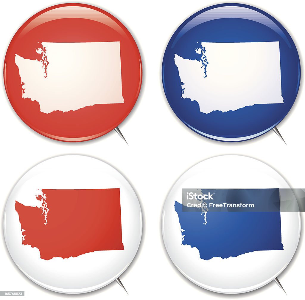 Campaign Buttons - Washington Red and blue badges for Republicans and Democrats of Washington. Vector file aa will scale to any size without loss of quality Badge stock vector