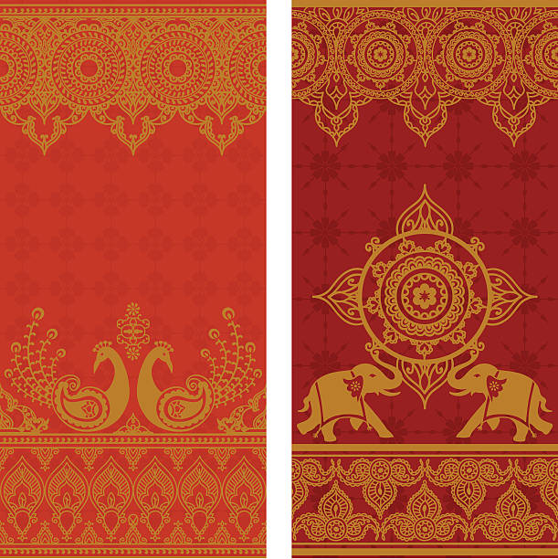 sari borders - hinduism stock illustrations