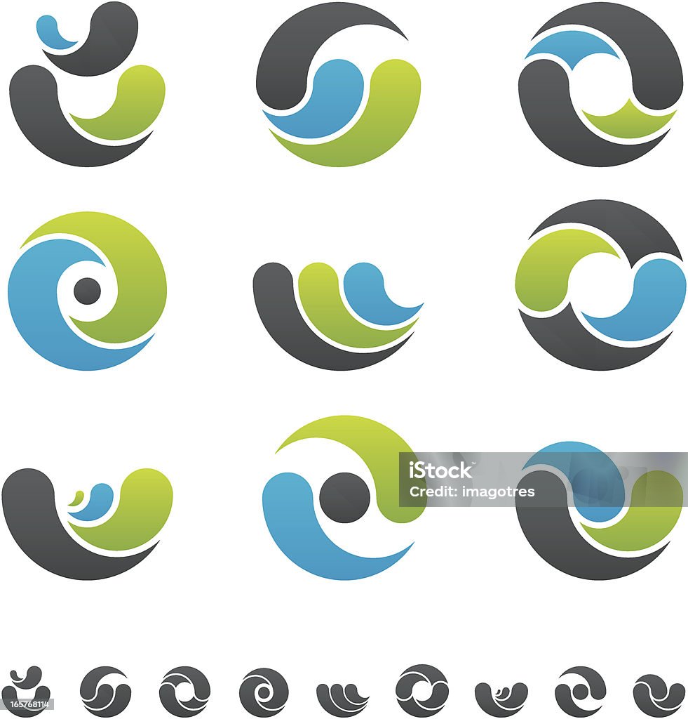 Design Elements - Curves Graphic Design Elements Illustration Set. Yin Yang Symbol stock vector