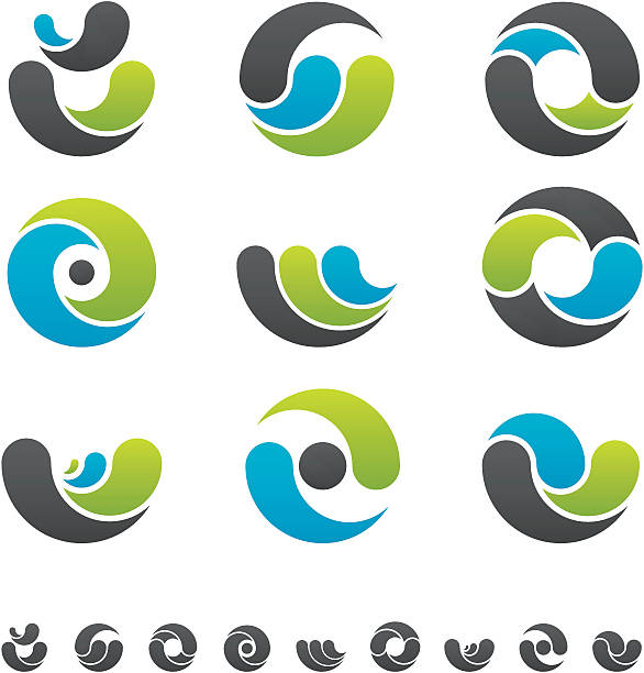 Design Elements - Curves Graphic Design Elements Illustration Set. yin yang symbol stock illustrations