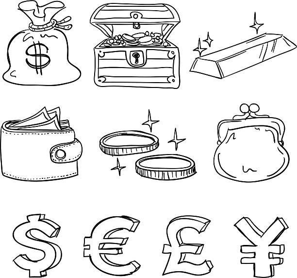 ilustrações de stock, clip art, desenhos animados e ícones de ícone de moeda em preto e branco - british pounds illustrations