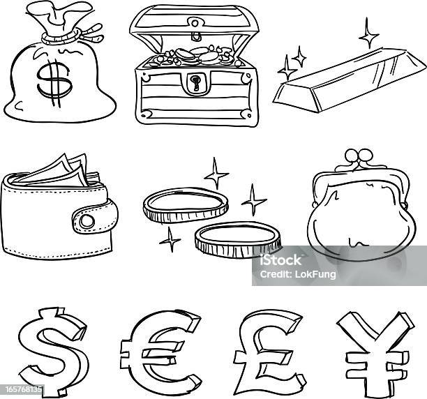 Currency Icon In Black And White Stock Illustration - Download Image Now - Wallet, Euro Symbol, European Union Currency