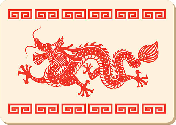Chinese Zodiac Sign for Year of Dragon (2012) Chinese dragon pattern. chinese ethnicity stock illustrations