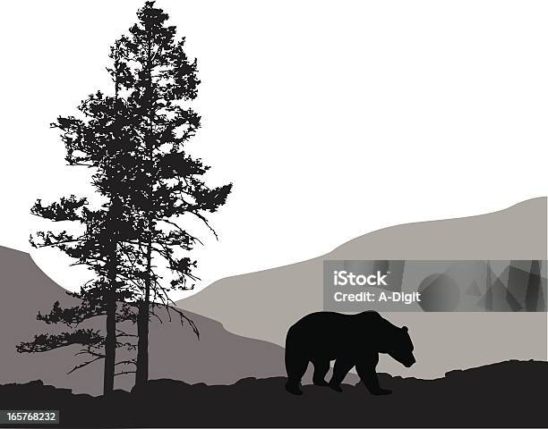 Grizzlycountry - Arte vetorial de stock e mais imagens de Silhueta - Silhueta, Urso, Montanha