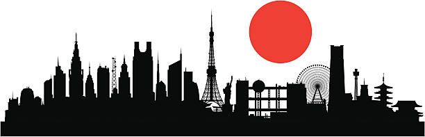 ilustrações de stock, clip art, desenhos animados e ícones de tokyo (edifícios são detalhada, ajustável e completa - japanese flag flag japan japanese culture