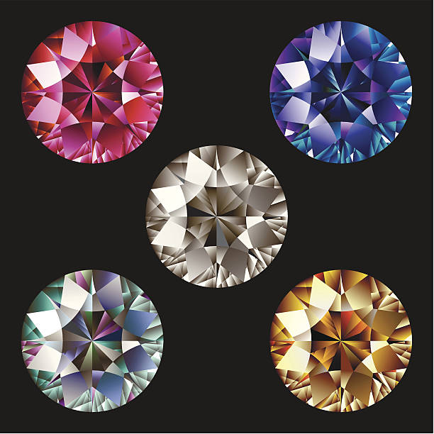 Set of gems vector art illustration