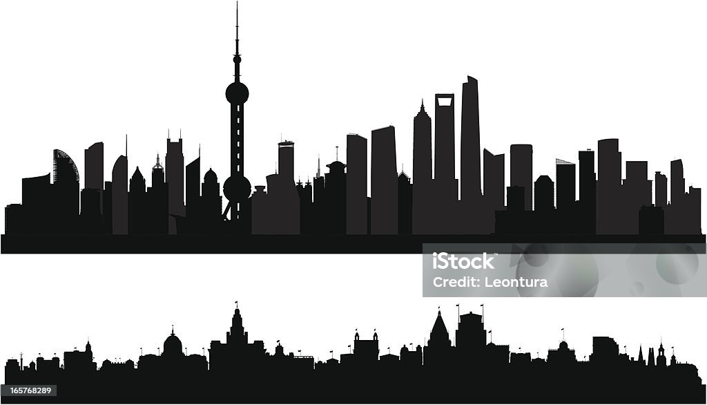 Shanghai Skyline (Gebäude sind, beweglichen und komplett - Lizenzfrei Architektur Vektorgrafik